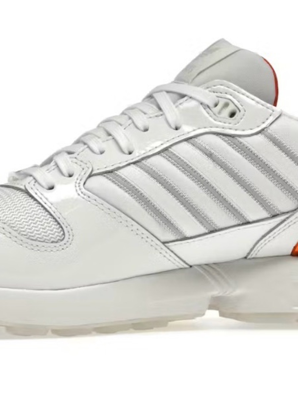 NWT UMiami adidas White Sneakers with Metallic Green & Orange Heel Accents - Picture 2 of 5
